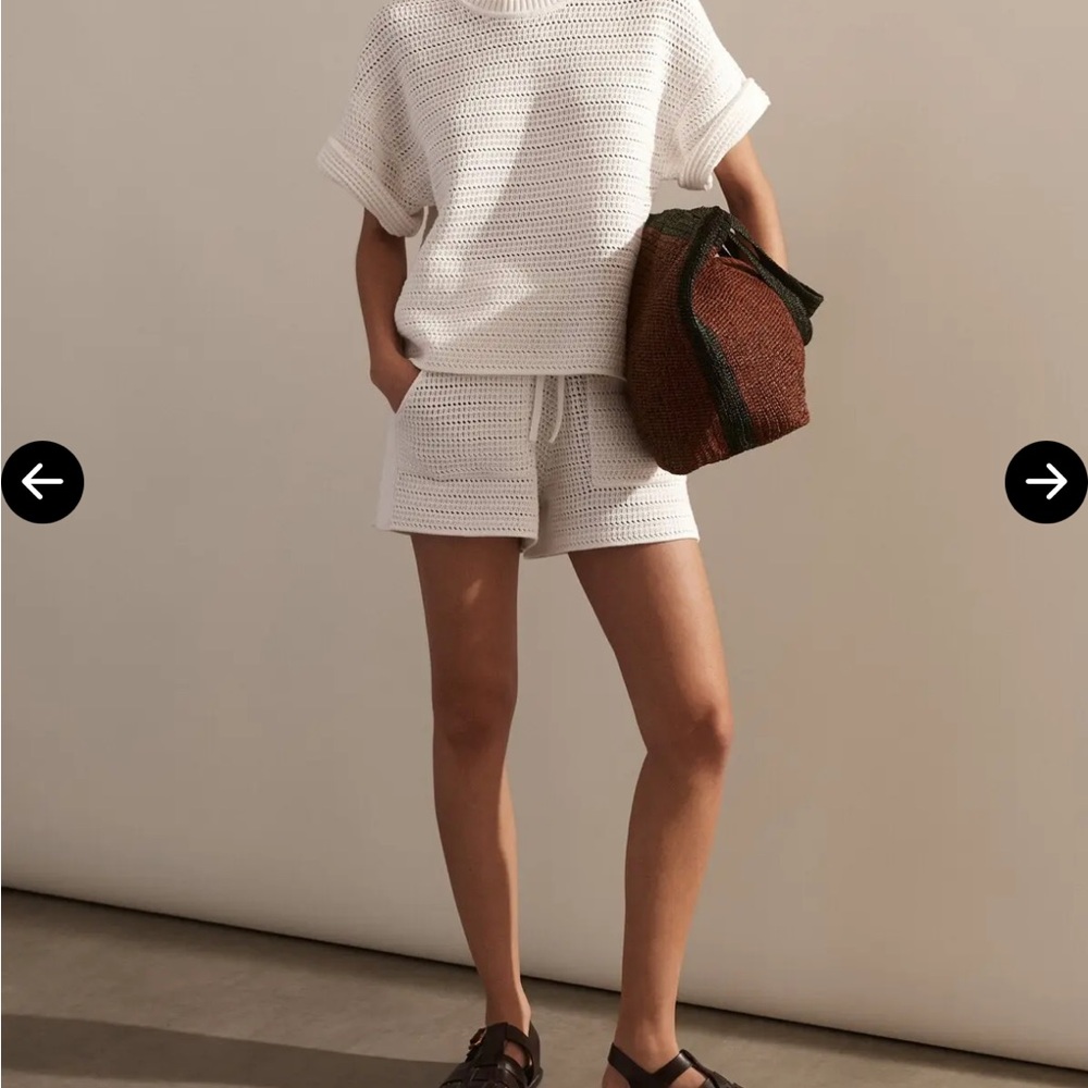 ME+EM White High Waist Women Shirt and Shorts Set